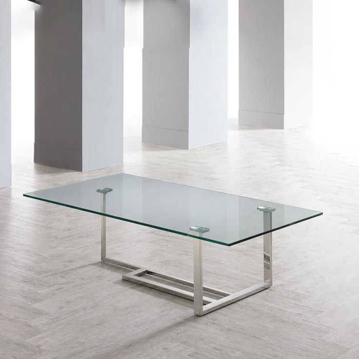 Steve Silver Olson SS Contemporary Round Glass Dining Table with Iron ... Modern furniture with glass table tops